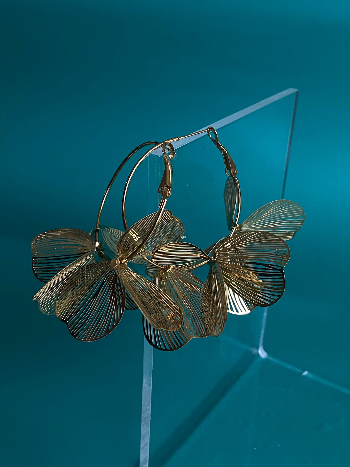 Golden Orchid Statement Hoop Earrings