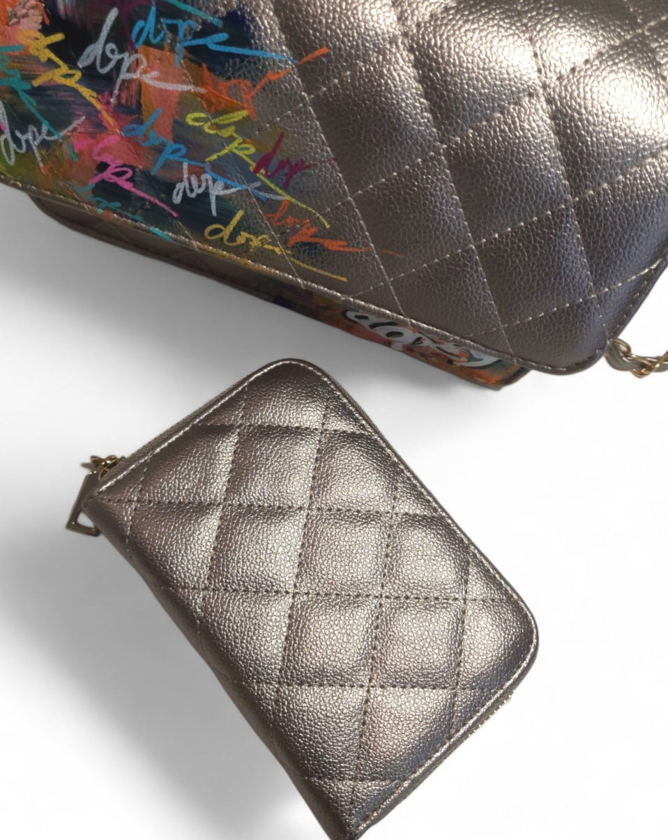 Painted Quilted Hand Bag Set