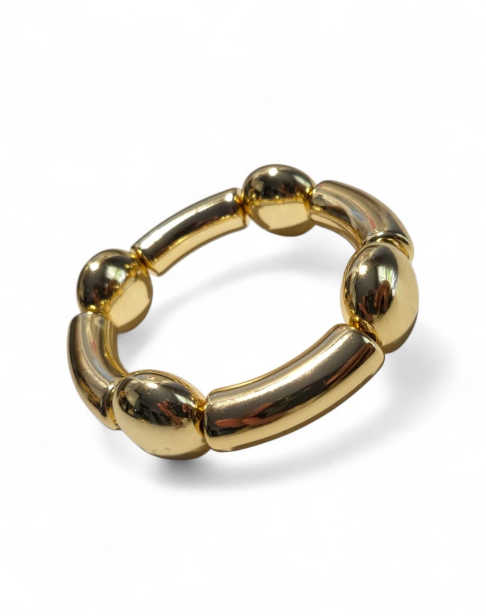 Large Silver and Gold Stretch Bracelet