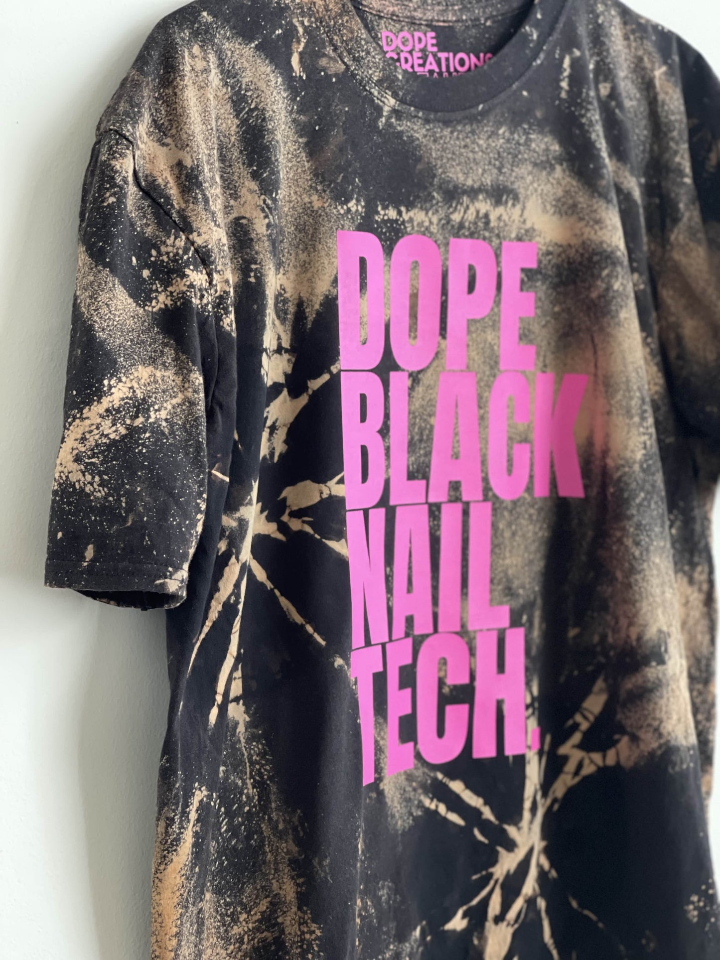 Black Nail Tech Bleach Dye T-Shirt