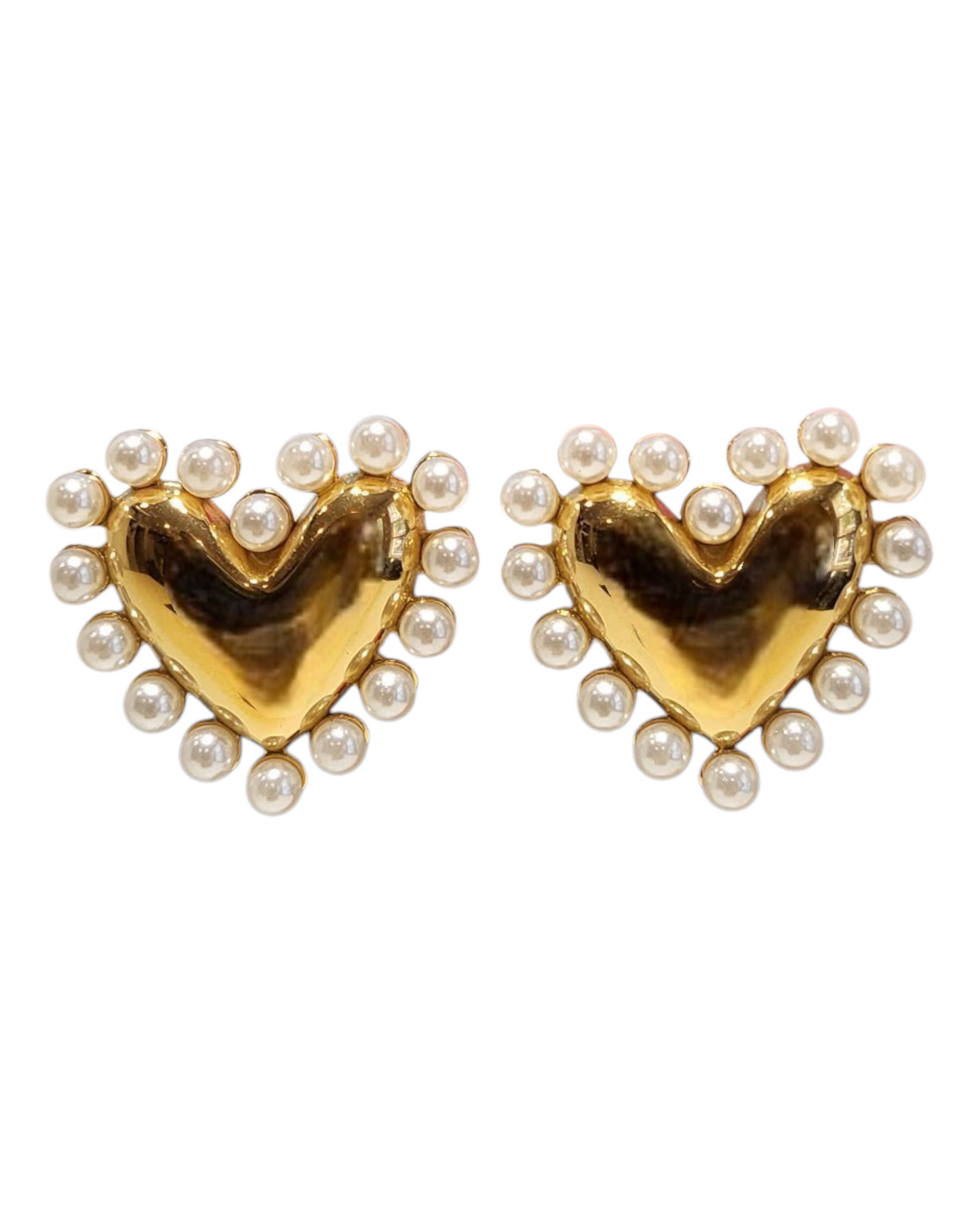 Pearl and Gold Heart Earring