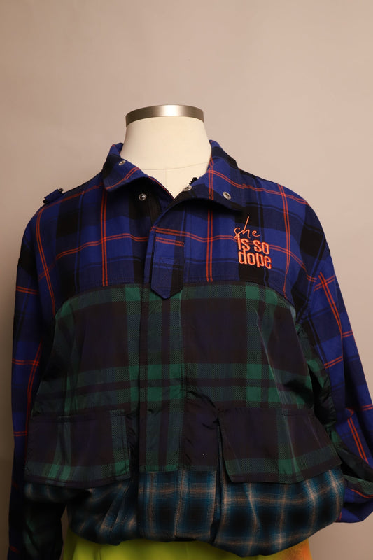 SISD Embroidered Multi Plaid jacket