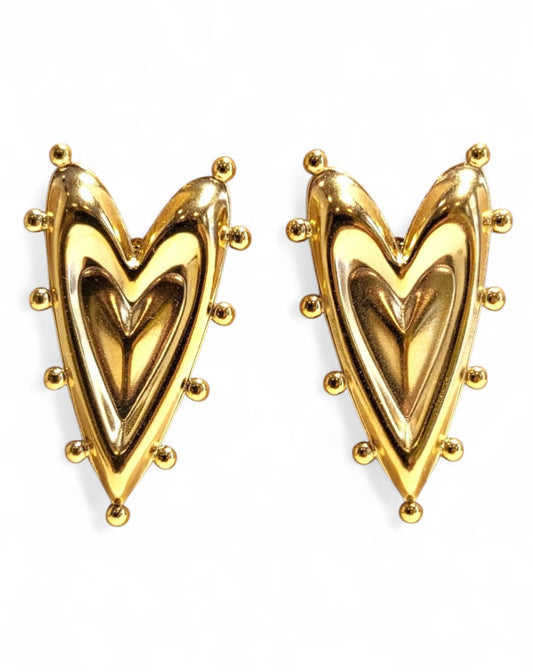 Gold Heart Drop Earrings