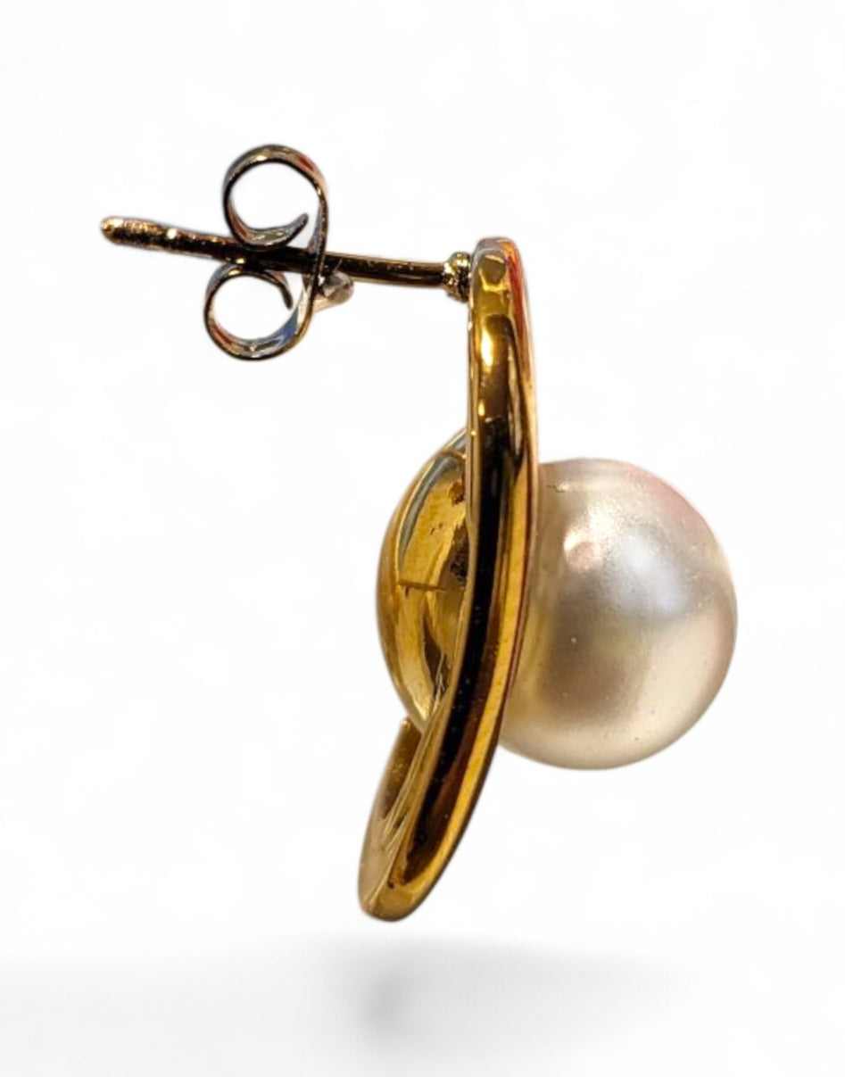 Gold Pearl Stud Earrings