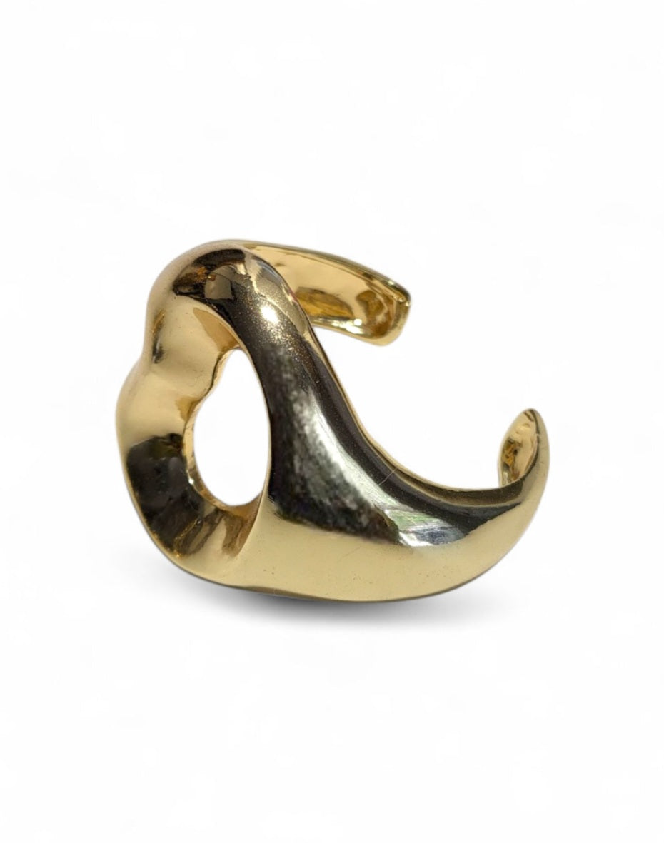 Gold Sculptural Cuff and Ring Set