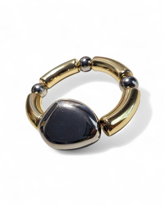 Large Silver and Gold Stretch Bracelet